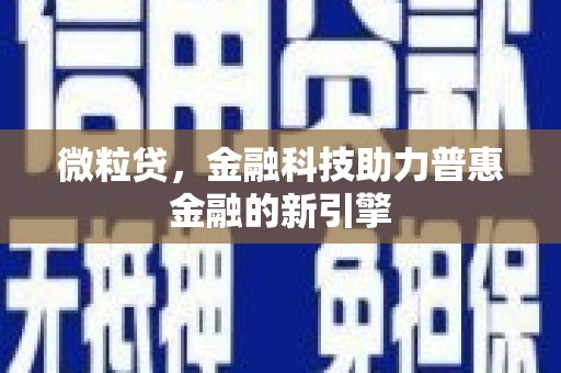 冷水江微粒贷，金融科技助力普惠金融的新引擎