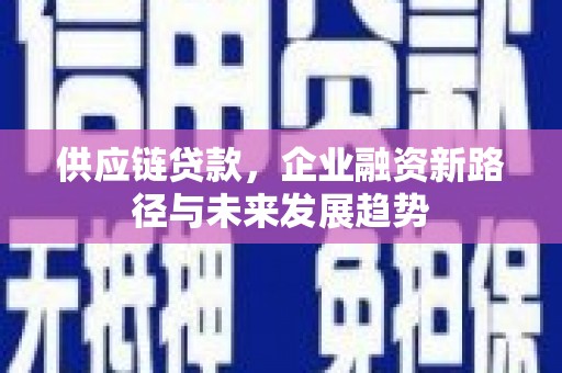 冷水江供应链贷款，企业融资新路径与未来发展趋势