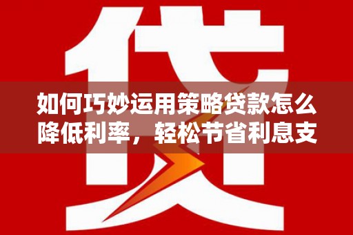 冷水江如何巧妙运用策略贷款怎么降低利率，轻松节省利息支出