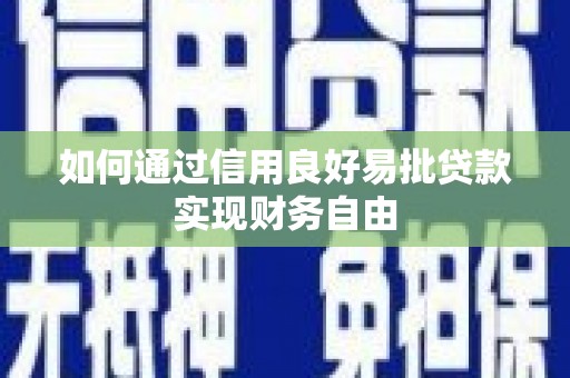 冷水江如何通过信用良好易批贷款实现财务自由